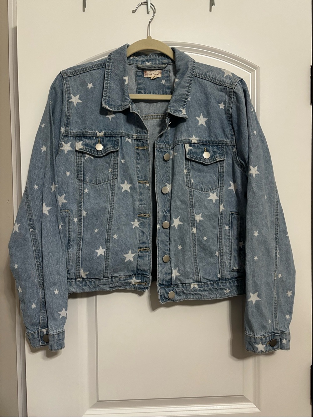 Hem & Thread Light Blue Star Print Denim Jacket